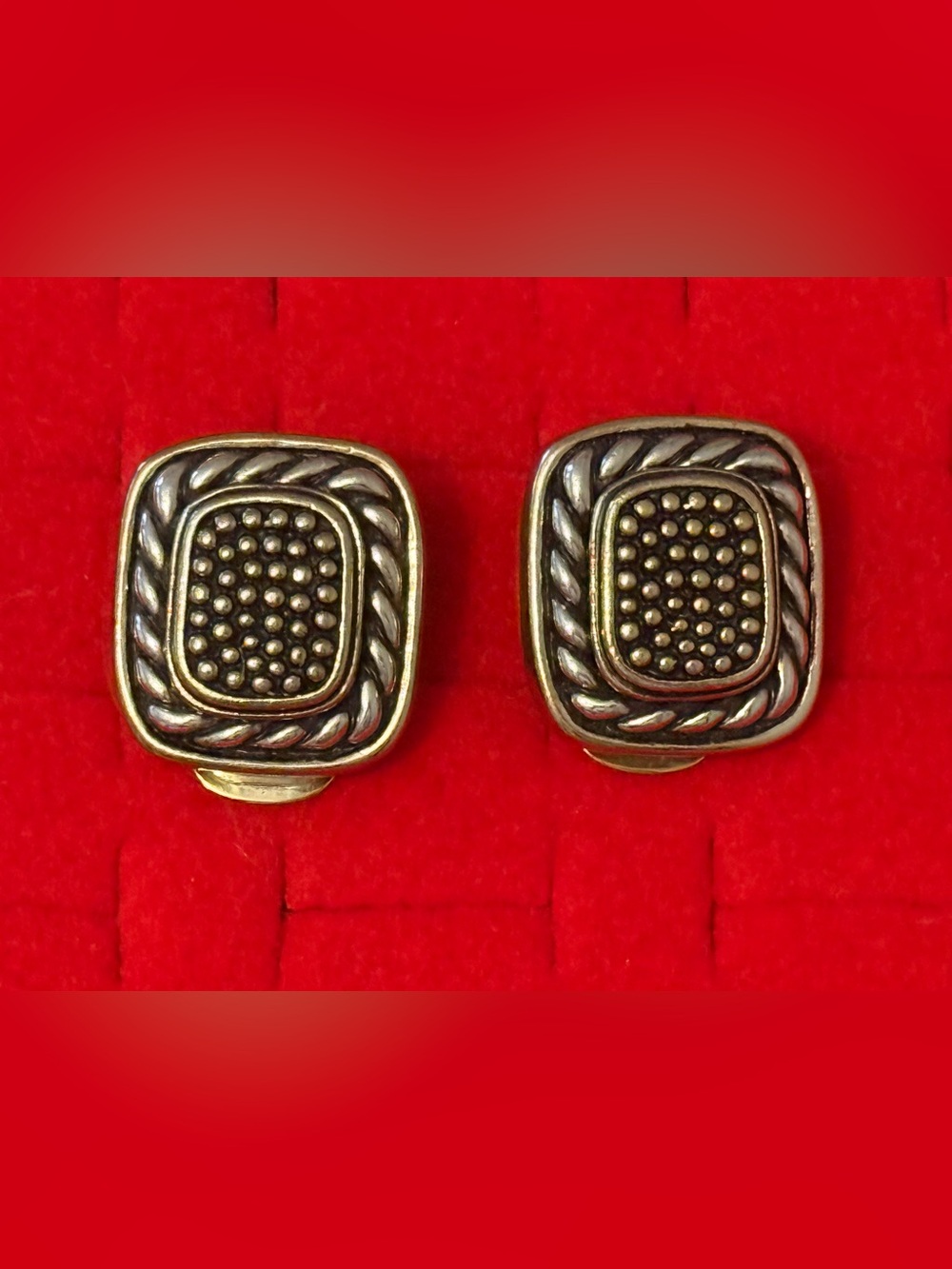 Vintage Silvertone Square Earrings
